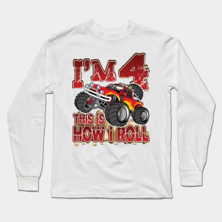 'I'm 4 This Is How I Roll' Awesome Truck Gift Long Sleeve T-Shirt